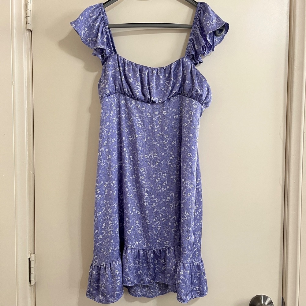 Zara Floral Babydoll Mini Dress Small Flutter Sleeve Tie Front Cottage‎ Coquette